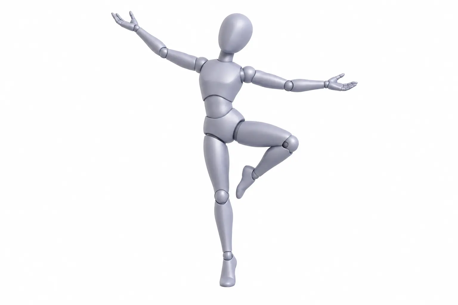 Manekin 3D dengan sendi dalam pose animasi